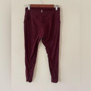 Free People Movement Maroon Ruffle Crop Leggings